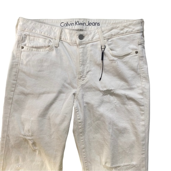 Calvin Klein Ankle Skinny Women Ivory Wash Jeans Sz 12 x28 NWT Denim Stretch - Picture 2 of 14